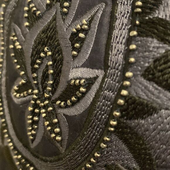 Parker Navy Blue silk Embroidered/beaded Women's bomber jacket , L - Picture 5 of 12